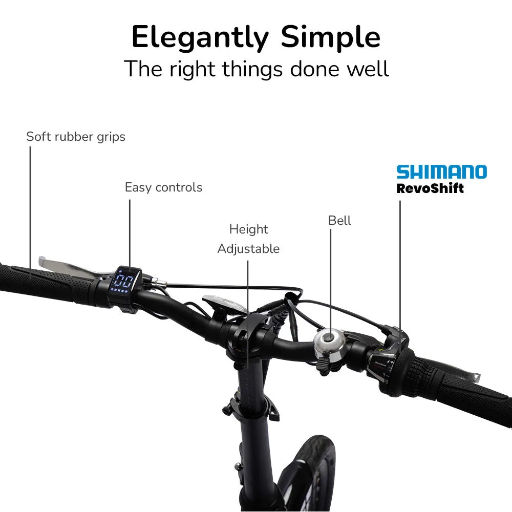 250W 20" Folding Electric Bike, 40km Range, Shimano 7-Speed - VALK