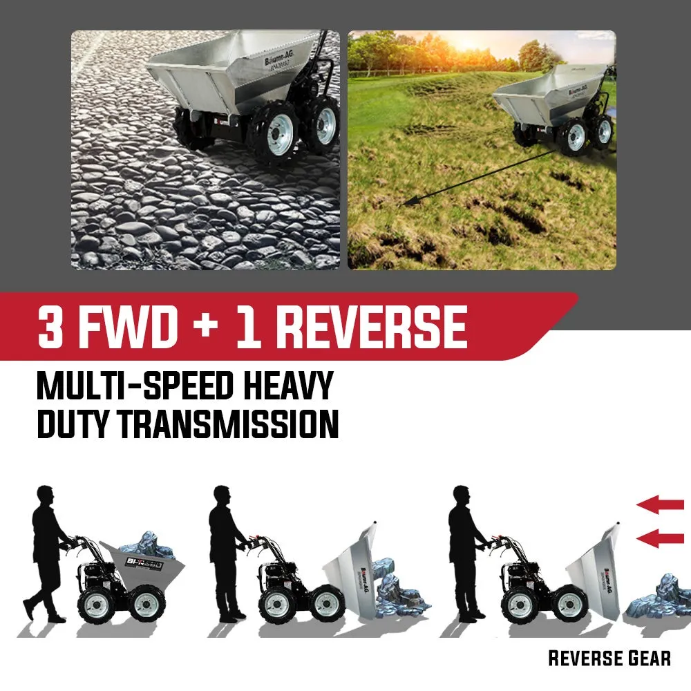 300kg 196cc 6.5HP Petrol Mini Dumper Wheelbarrow - Baumr-AG