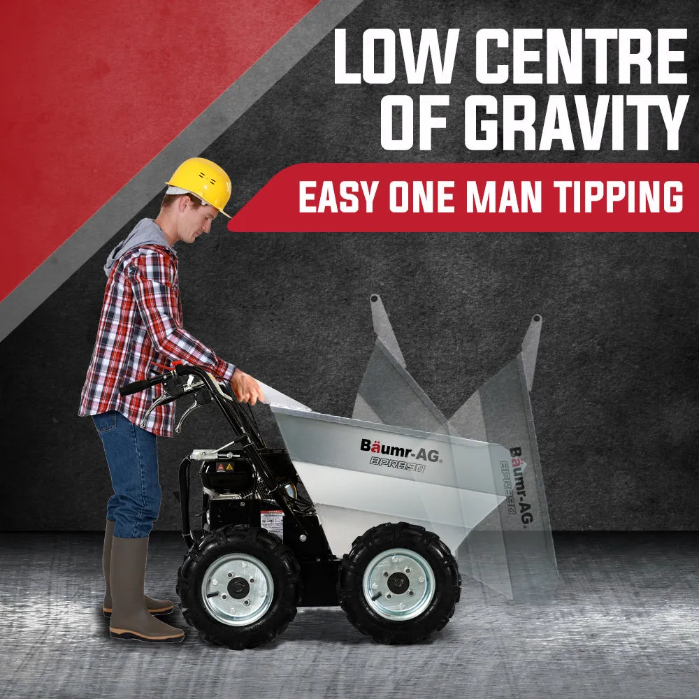 300kg 196cc 6.5HP Petrol Mini Dumper Wheelbarrow - Baumr-AG
