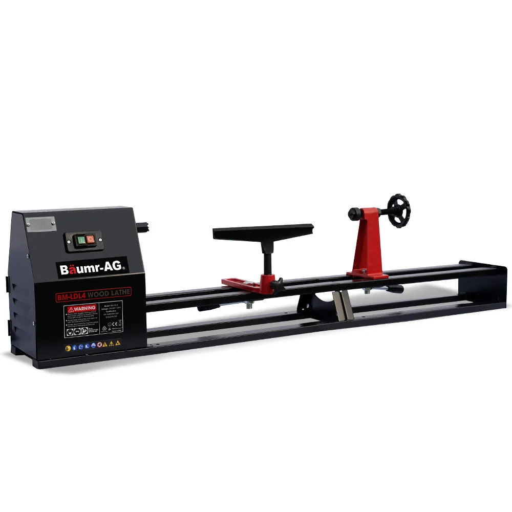370W 4-Speed Wood Lathe, 1000mm x 350mm, Adjustable Rest, Baumr-AG