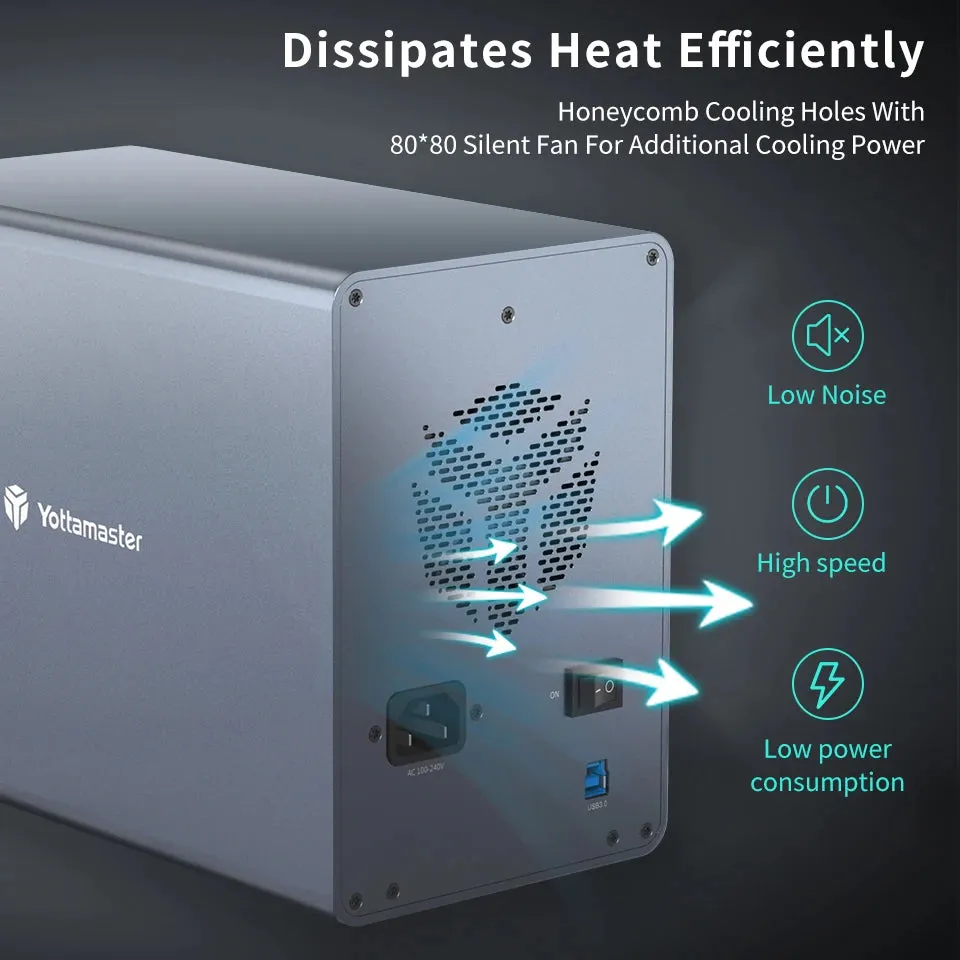 5 Bay 2.5"/3.5"Inch SATA HDD SSD External Case Type C Hard Drive Enclosure USB3.1 Gen2 270TB 10Gbps Data Storage Box