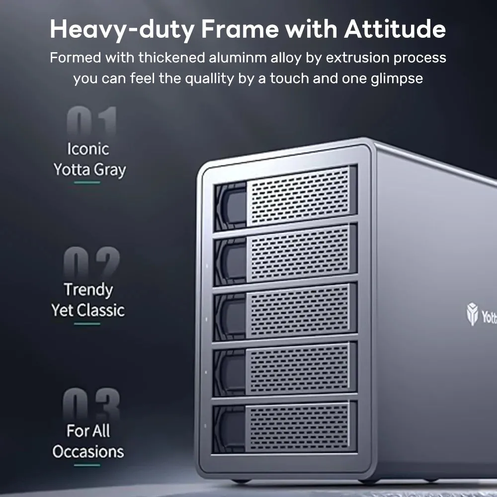 5 Bay 2.5"/3.5"Inch SATA HDD SSD External Case Type C Hard Drive Enclosure USB3.1 Gen2 270TB 10Gbps Data Storage Box