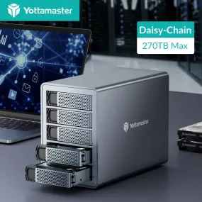 5 Bay 2.5"/3.5"Inch SATA HDD SSD External Case Type C Hard Drive Enclosure USB3.1 Gen2 270TB 10Gbps Data Storage Box