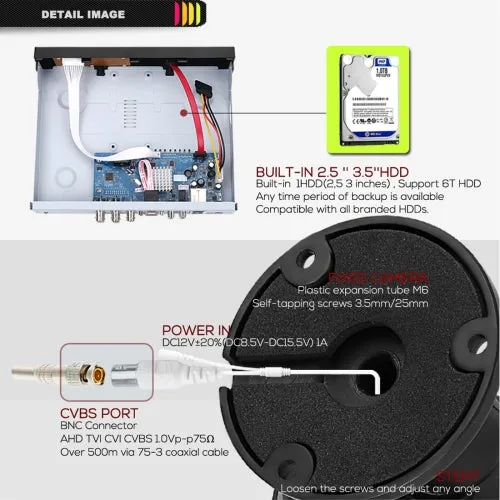 A2B5 720P 1.0 Mega Pixel 2 x Bullet AHD Cameras AHD DVR Kit, Support Night Vision / Motion Detection, IR Distance: 20m
