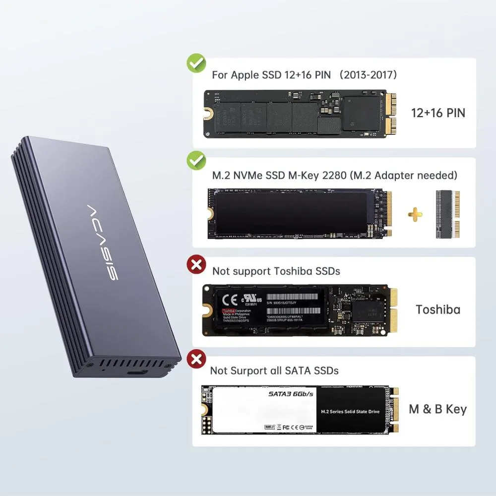 Acasis 20Gbps Apple SSD Enclosure for Mac(2013-2017|12 16 PIN)