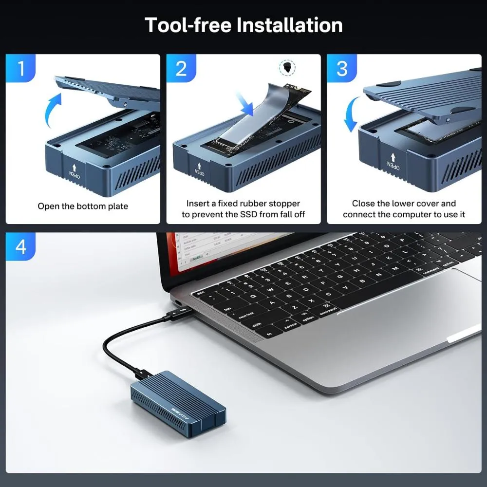 Acasis 40Gbps Tool-free M.2 NVMe Thunderbolt 3/4 USB 4 SSD Enclosure