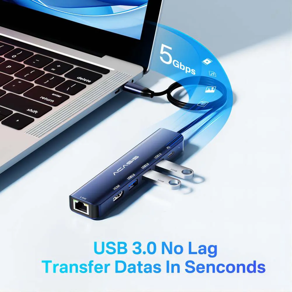 Acasis 6-in-1 Type-C 4K 60Hz Docking Station Multi Ports Converter