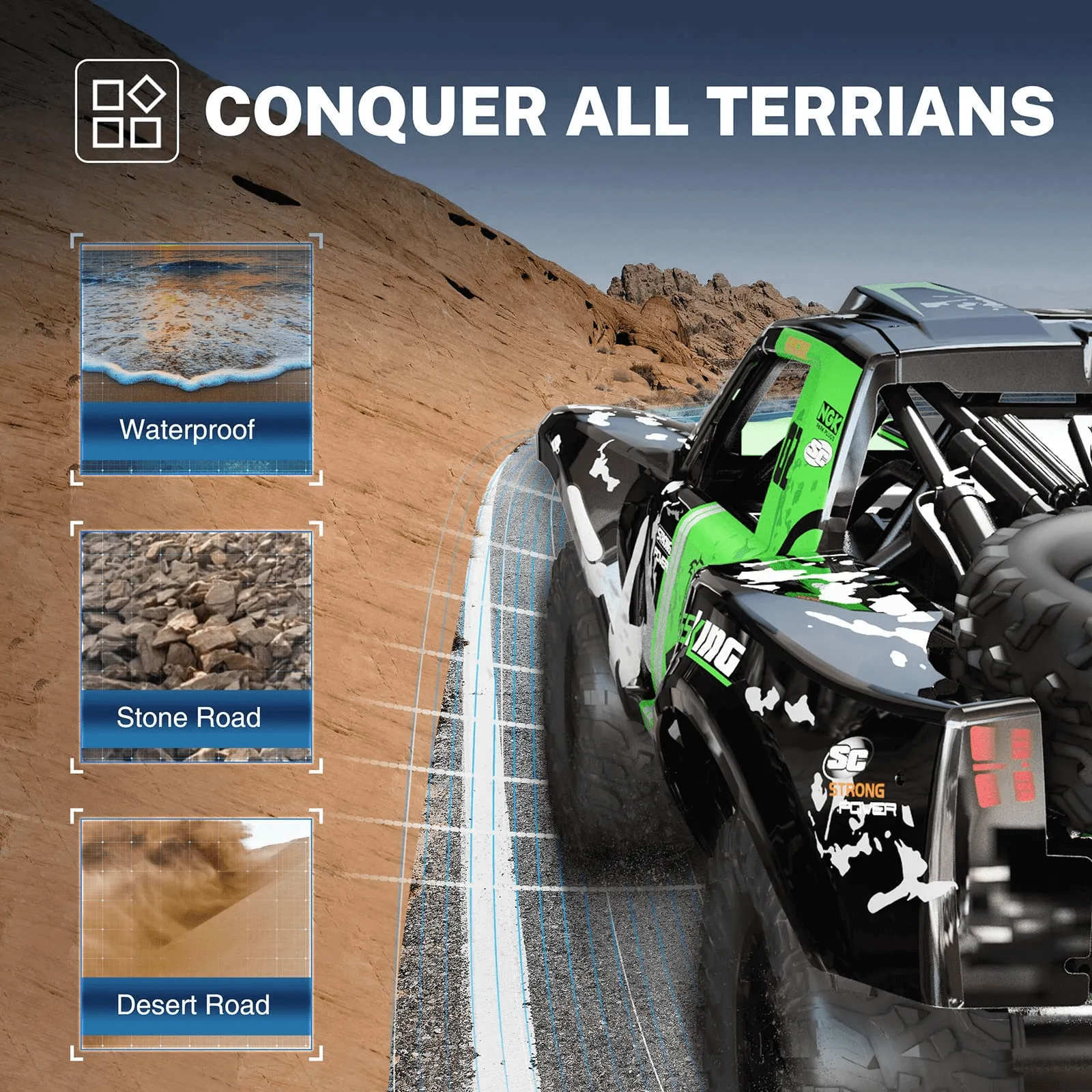Amphibious RC Cars 1/8 Scale RC Rock Crawler Radio Controlled Monster Truck 100% Waterproof