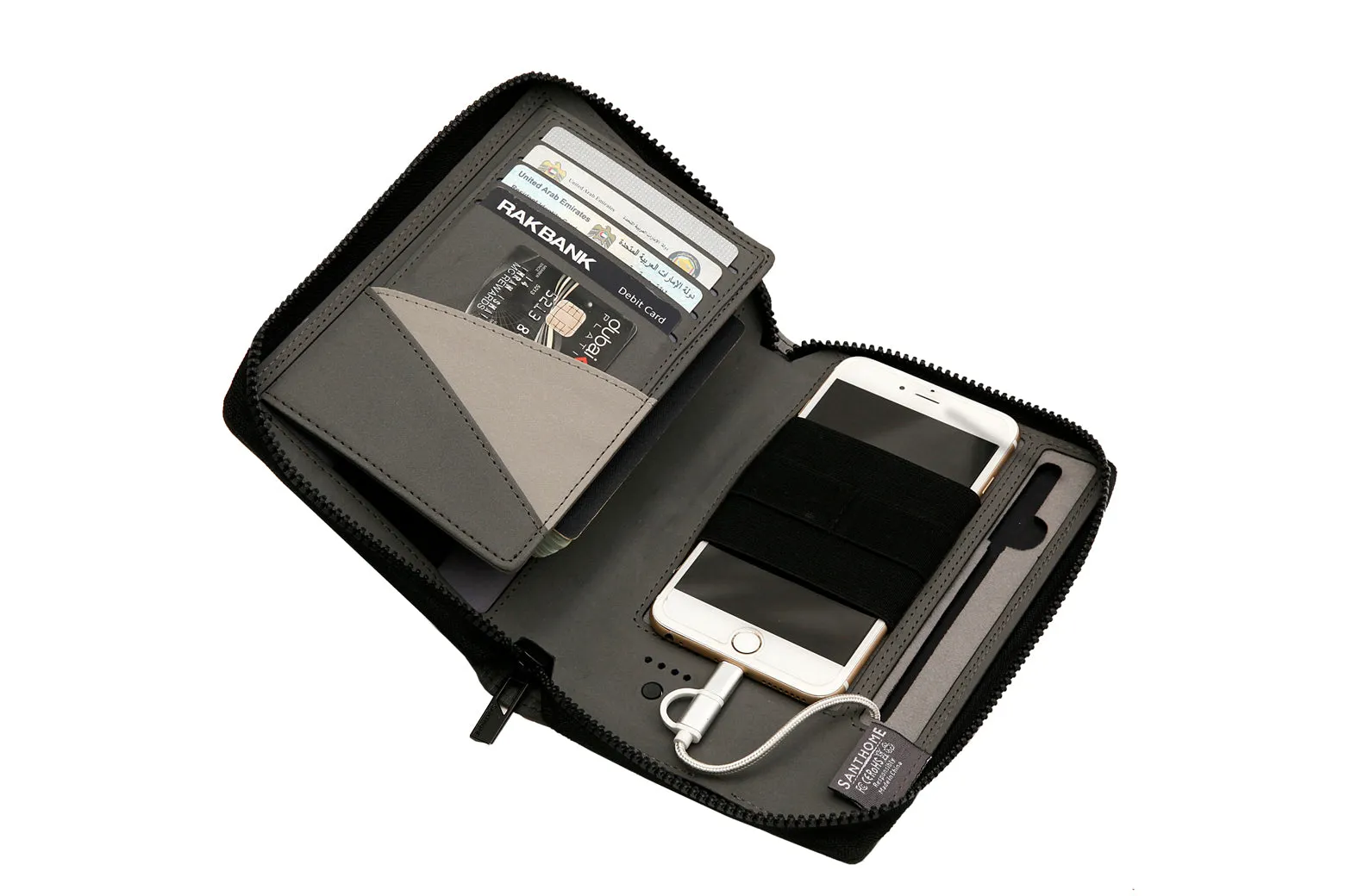 AMS-ITTA-201-Xtrav  -  Travel Wallet with 4000 MAh Power Bank Dark Grey
