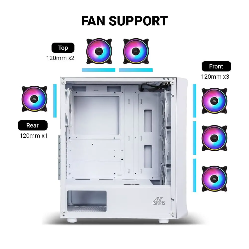 ANT ESPORTS 205 AIR MID-TOWER ATX CABINET WHITE