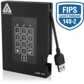 Apricorn Mass Storage A25-3Pl256-2000F 2Tb Fortress Fips Portable Usb Hdd Hw
