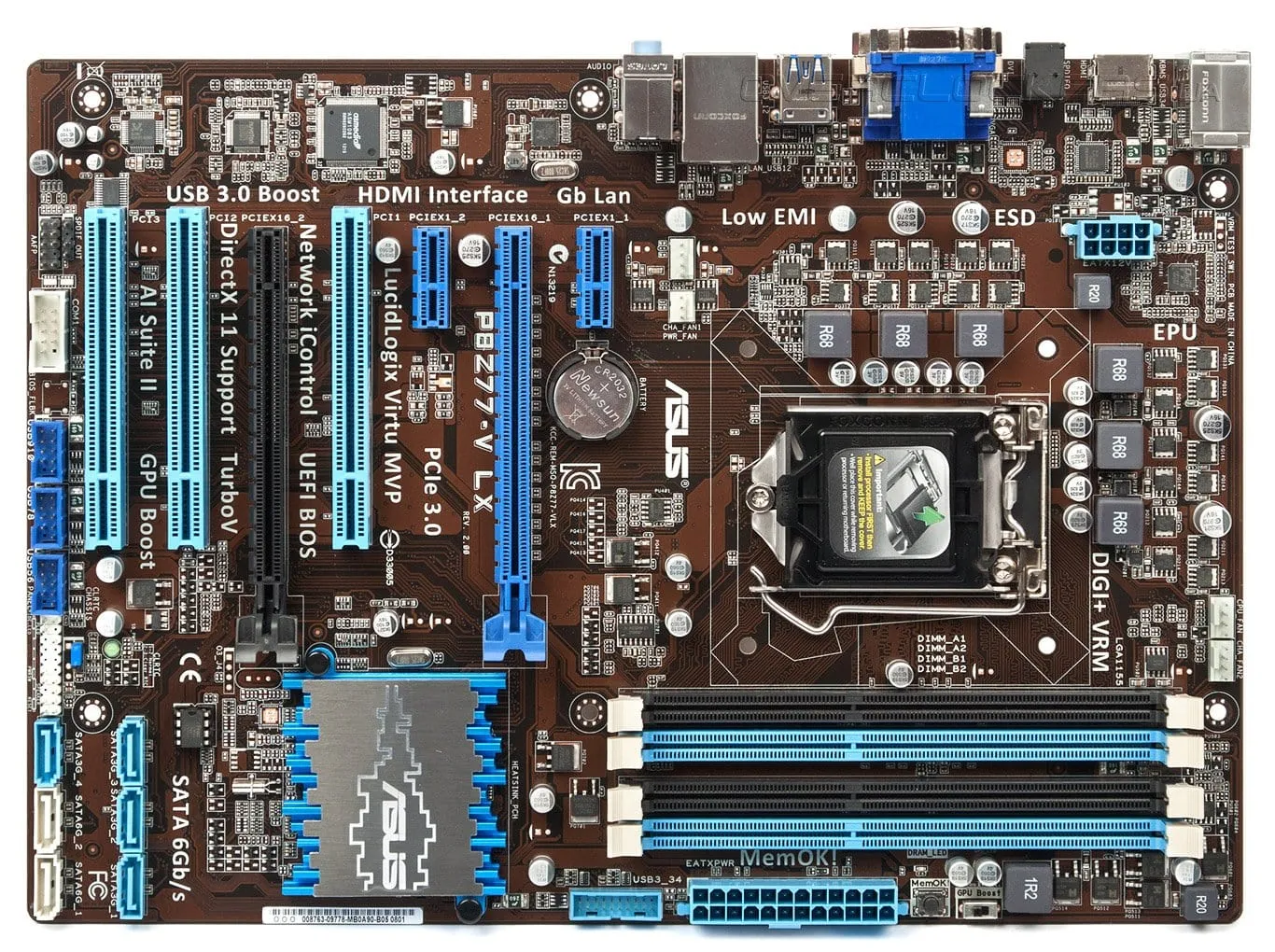 ASUS P8Z77-V LX  Desktop computer motherboard,1155 socket,ddr3,Z77,HDMI ATX