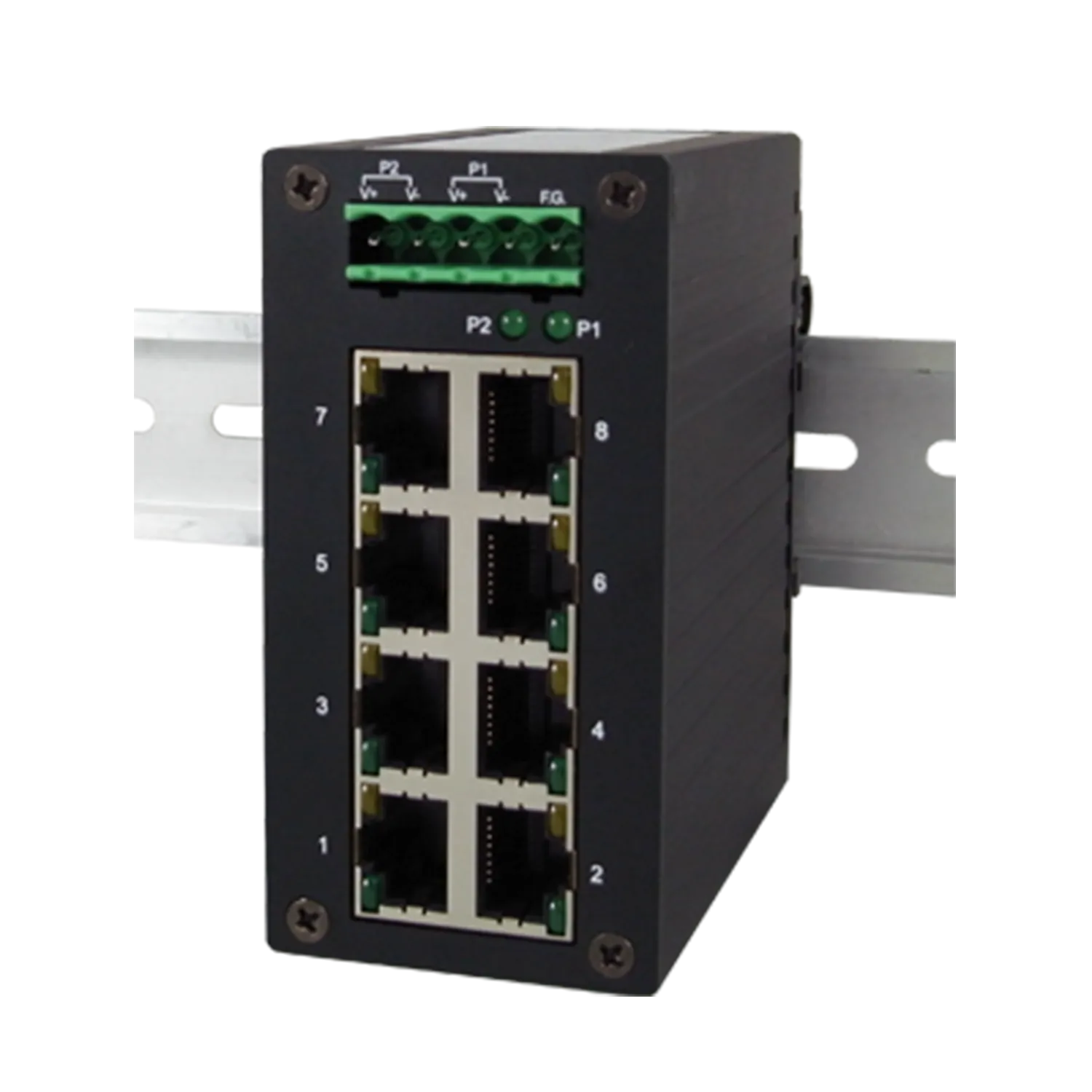 ATOP EH2308 - 8-port Fast-Ethernet DIN-Rail Unmanaged Switch