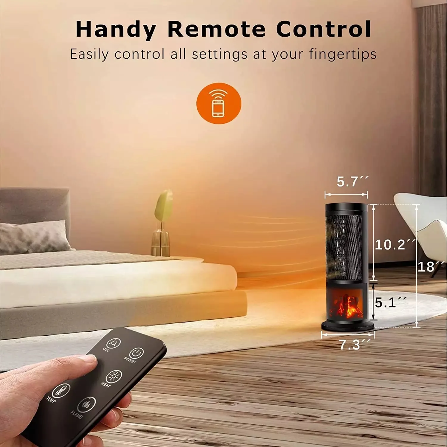 BOSSIN Ceramic Quiet-Heating Electric Space Heater with Thermostat and Timer SP01