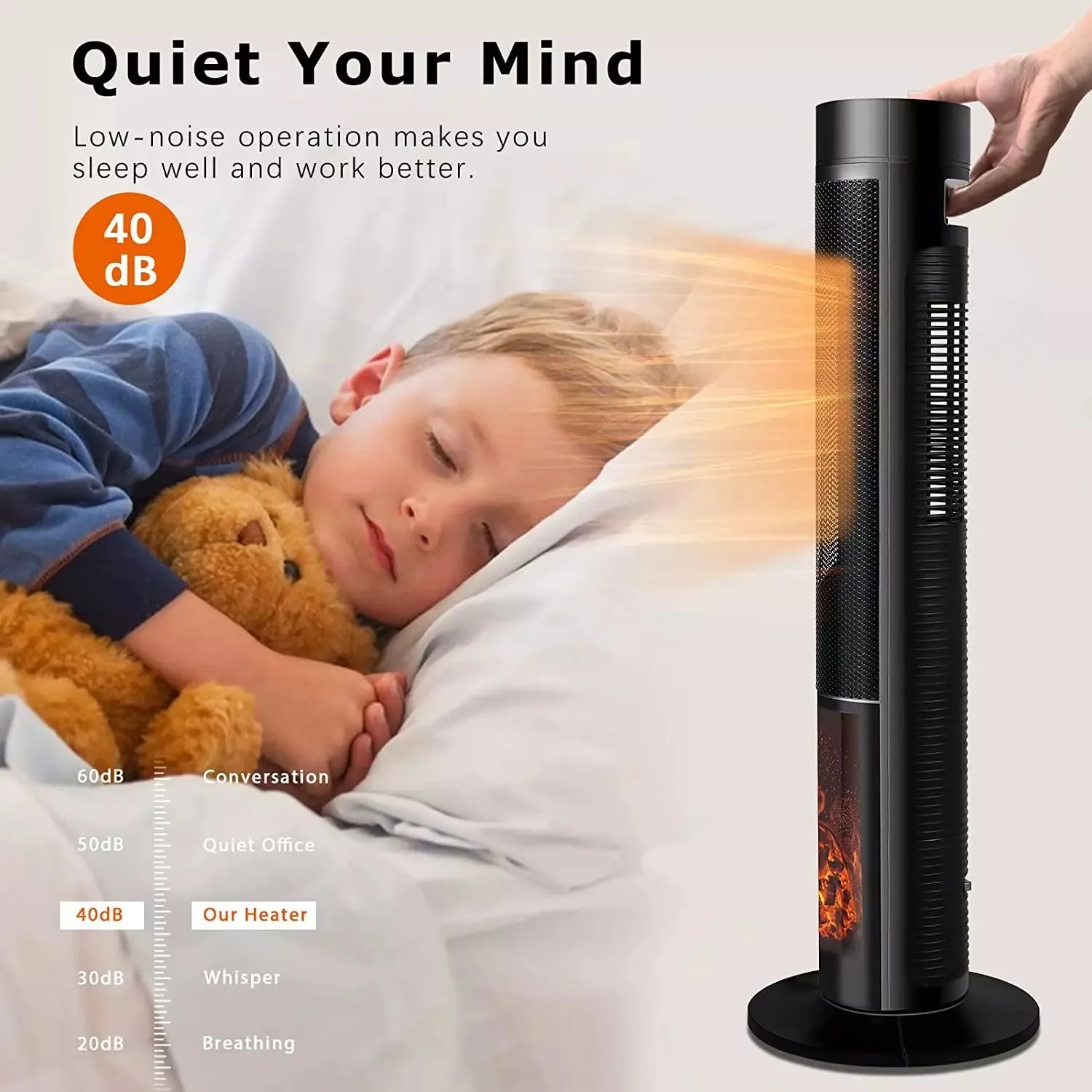 BOSSIN Ceramic Quiet-Heating Electric Space Heater with Thermostat and Timer SP01