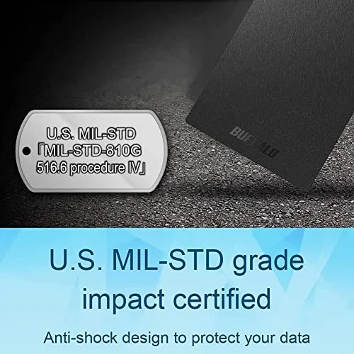 BUFFALO External SSD 1TB - Compatible with PS4 / PS5 / Windows/Mac - USB-C - USB-A - USB 3.2 - External Solid State Drive - SSD-PG1.0U3B