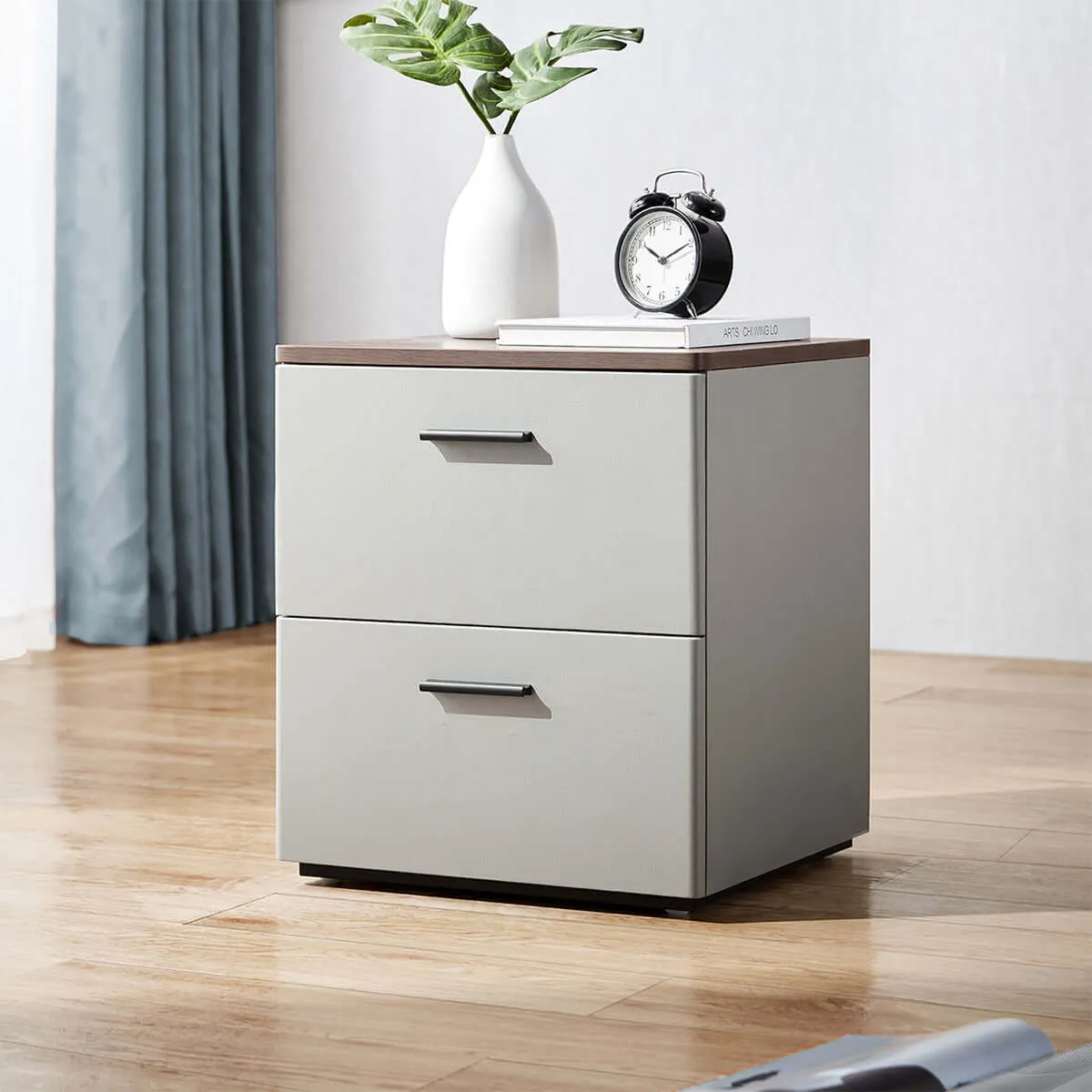 Cappuccino 2 Drawer Taupe Bedside Table