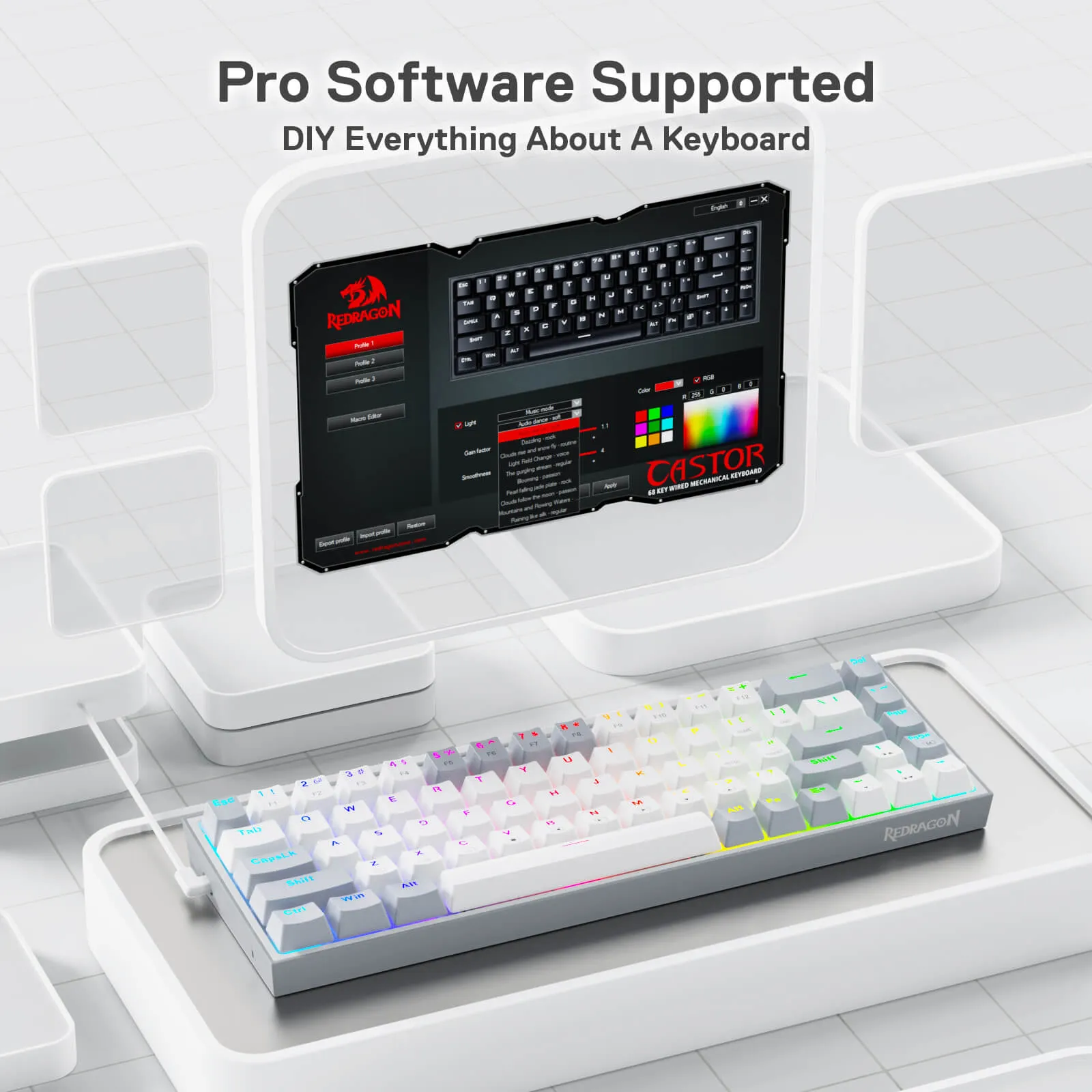 CASTOR K631 Grey 65% Wired RGB Gaming Keyboard