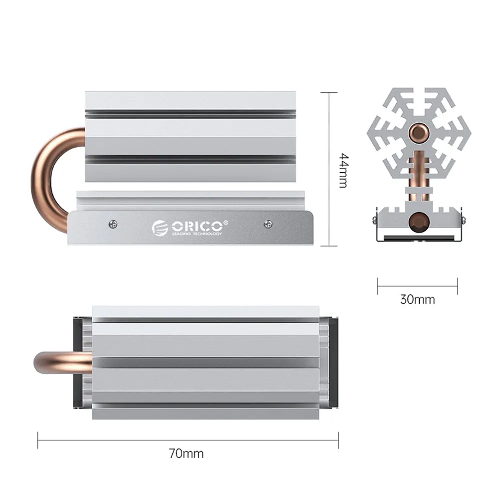 [CLEARANCE] ORICO M2HS6 M.2 SSD Copper Aluminum Heatsink  with Fast Cooling Thermal Fin and Copper Pipe for Single and Double-Sided 2280 M.2 NVMe NGFF SATA SSD Solid State Drive, PC, Desktop Computer, CPU, Motherboard, Gaming Console