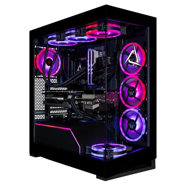 CLX HORUS Gaming Desktop - Liquid Cooled Intel Core i9 14900KF 3.2GHz 24-Core Processor, 64GB DDR5 5600 Memory, GeForce RTX 4080 16GB GDDR6X Graphics, 2TB NVMe M.2 SSD, 6TB HDD, WiFi, Black, Windows 11 Home 64-bit