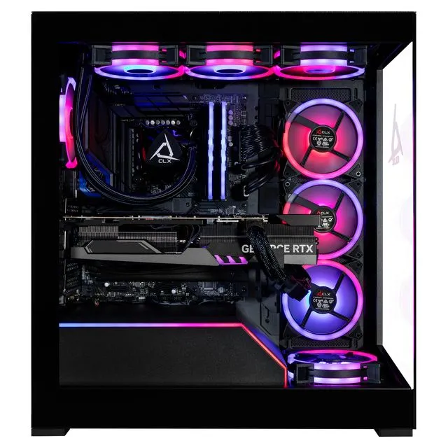 CLX HORUS Gaming Desktop - Liquid Cooled Intel Core i9 14900KF 3.2GHz 24-Core Processor, 64GB DDR5 5600 Memory, GeForce RTX 4080 16GB GDDR6X Graphics, 2TB NVMe M.2 SSD, 6TB HDD, WiFi, Black, Windows 11 Home 64-bit