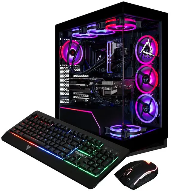 CLX HORUS Gaming Desktop - Liquid Cooled Intel Core i9 14900KF 3.2GHz 24-Core Processor, 64GB DDR5 5600 Memory, GeForce RTX 4080 16GB GDDR6X Graphics, 2TB NVMe M.2 SSD, 6TB HDD, WiFi, Black, Windows 11 Home 64-bit