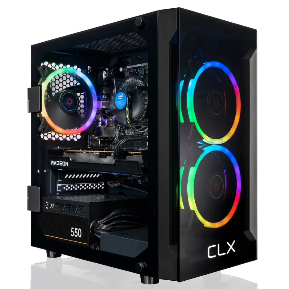 CLX SET Gaming Desktop - Intel Core i5 11400F 2.6GHz 6-Core Processor, 16GB DDR4 Memory, Radeon RX 6500 XT 4GB GDDR6 Graphics, 1TB M.2 NVMe SSD, WiFi, Black CLX Edition Karnak MicroATX Tower RGB Fans, Windows 11 Home 64-bit