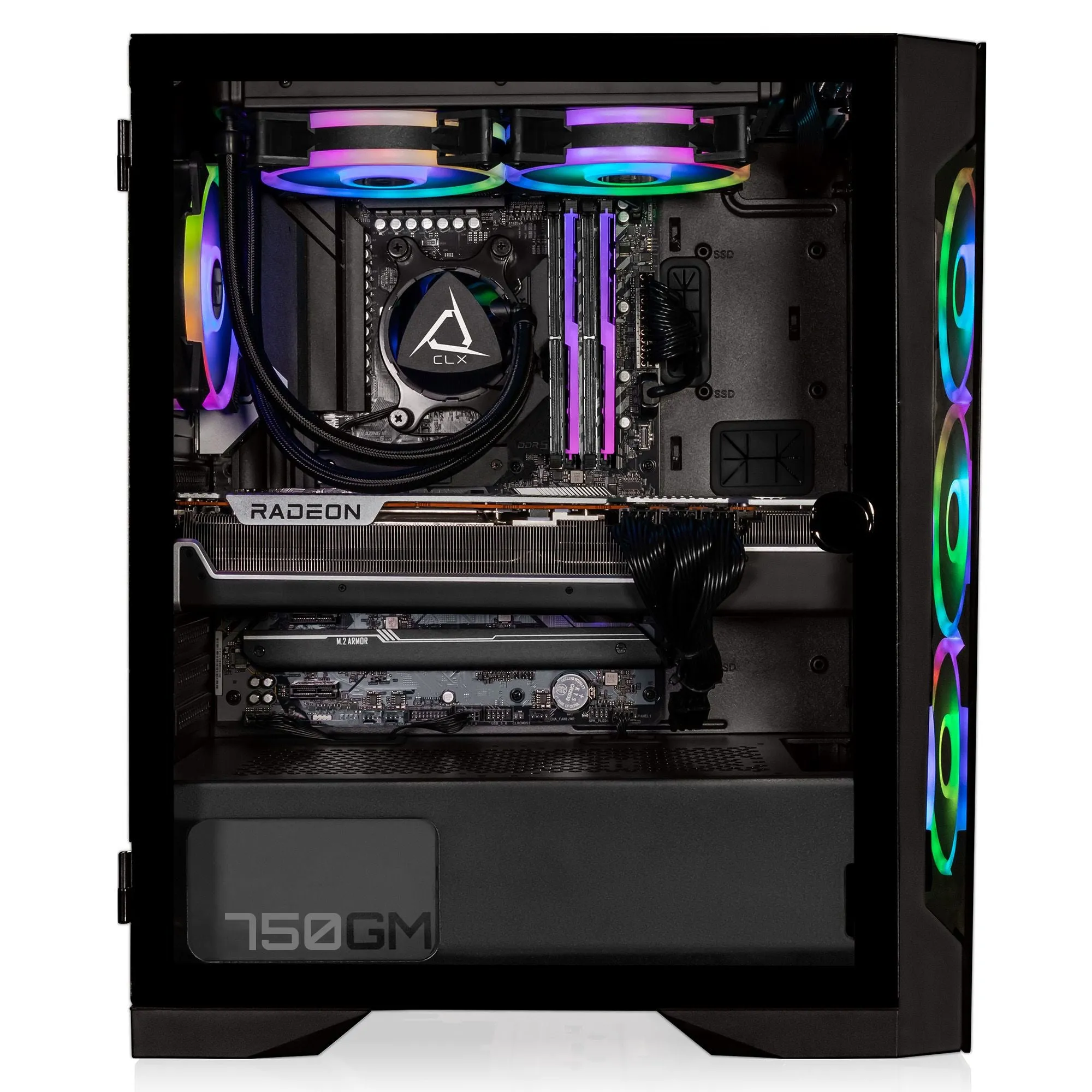 CLX SET Gaming Desktop - Liquid Cooled AMD Ryzen 7 7700X 4.5GHz 8-Core Processor, 32GB DDR5 Memory, Radeon RX 7600 8GB GDDR6 Graphics, 1TB SSD, 4TB HDD, WiFi, Windows 11 Home 64-bit