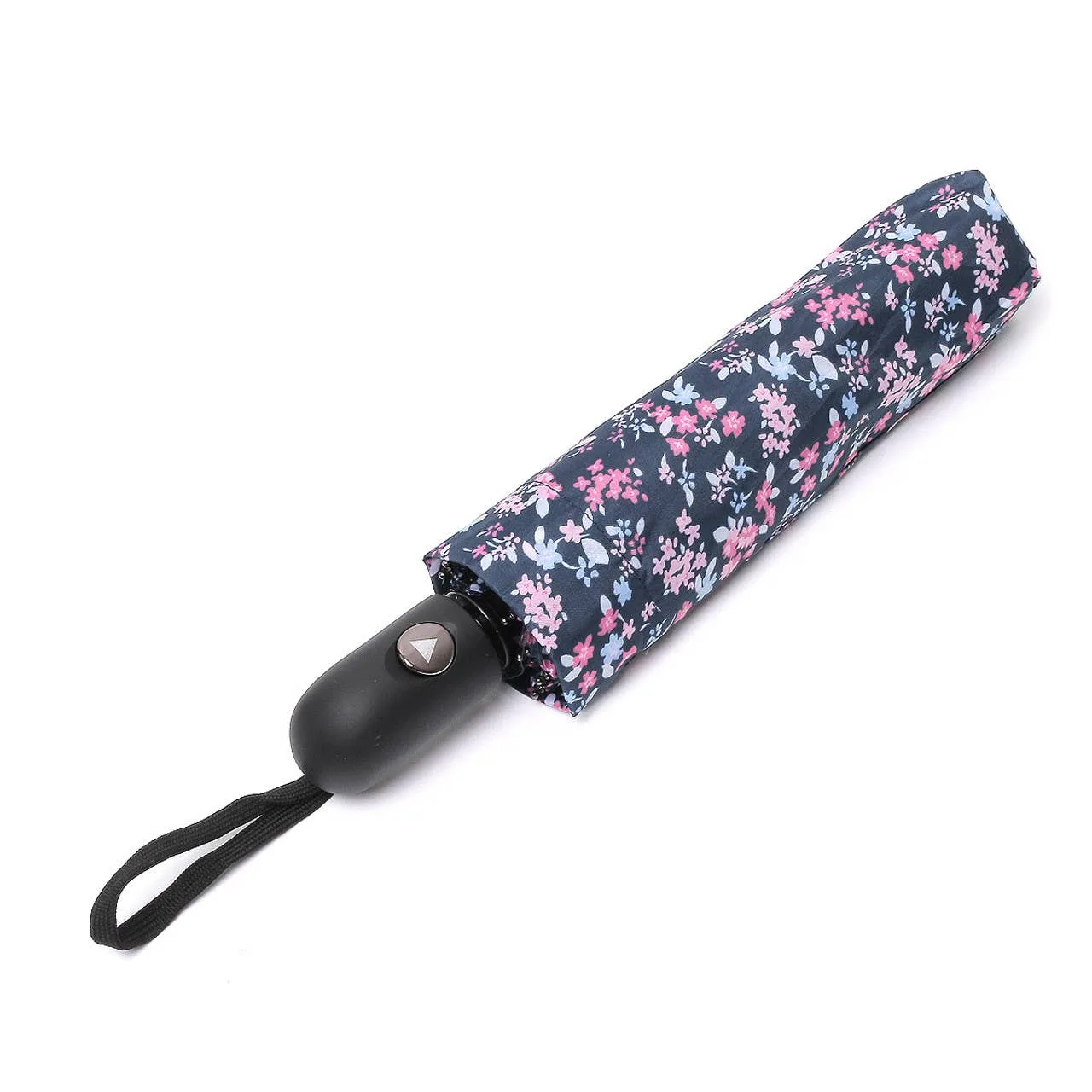 Compact Pink Floral Auto Open Umbrella