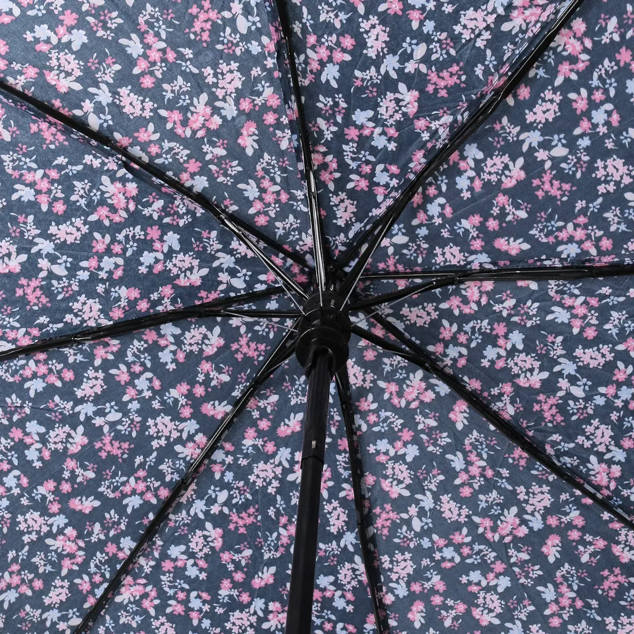 Compact Pink Floral Auto Open Umbrella