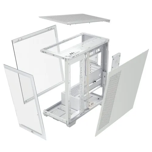 Corsair 3500X Gaming PC Case w/ Glass Side & Front, E-ATX, No Fans, USB-C, Asus BTF Compatible, White