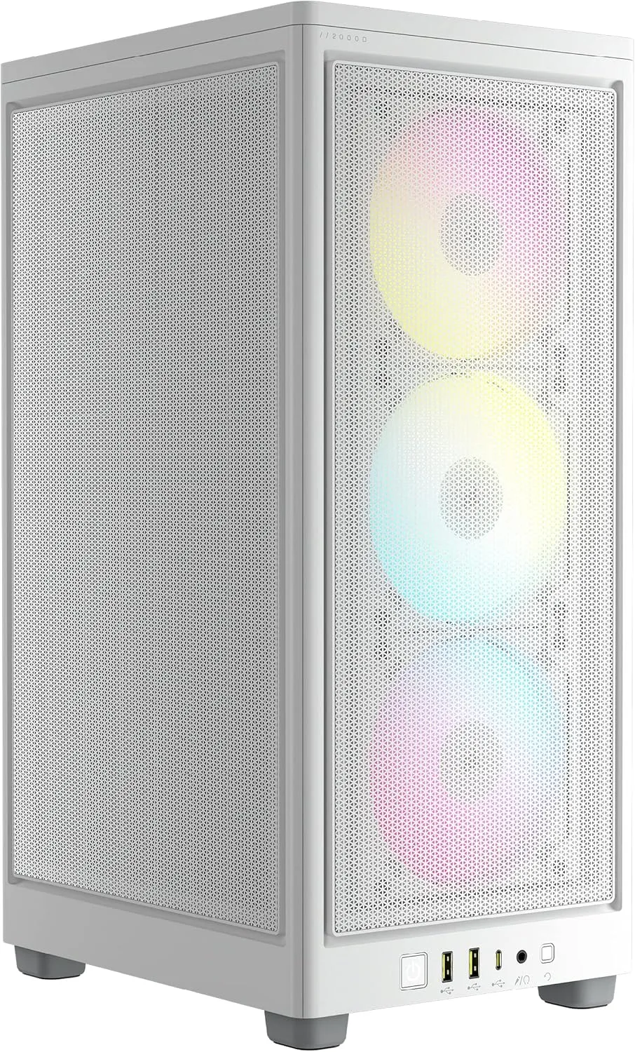 Corsair iCUE 2000D RGB Mini ITX Gaming PC Case Airflow, Steel Mesh, RGB Slim Fans, White