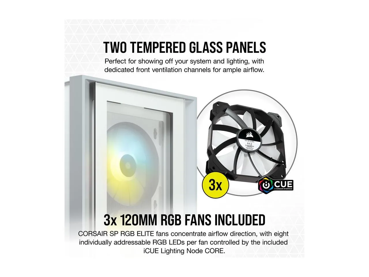 CORSAIR iCUE 4000X RGB White 白色 Tempered Glass ATX Case CC-9011205-WW