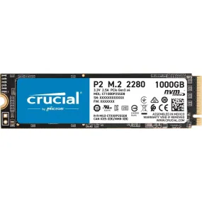 Crucial P2 CT1000P2SSD8 1 TB Internal SSD, Up to 2400 MB/s (3D NAND, NVMe, PCIe, M.2), Black
