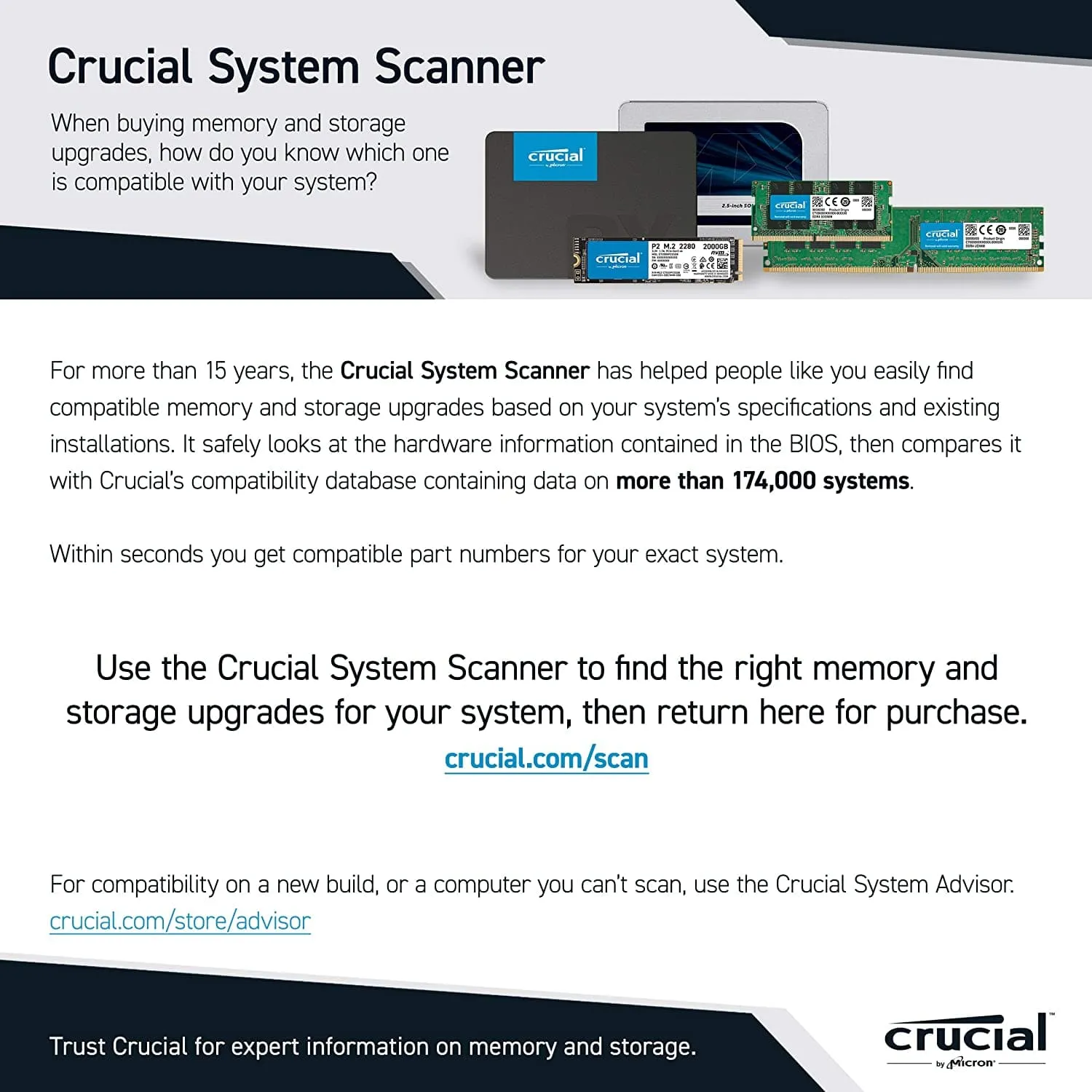 Crucial P2 CT1000P2SSD8 1 TB Internal SSD, Up to 2400 MB/s (3D NAND, NVMe, PCIe, M.2), Black