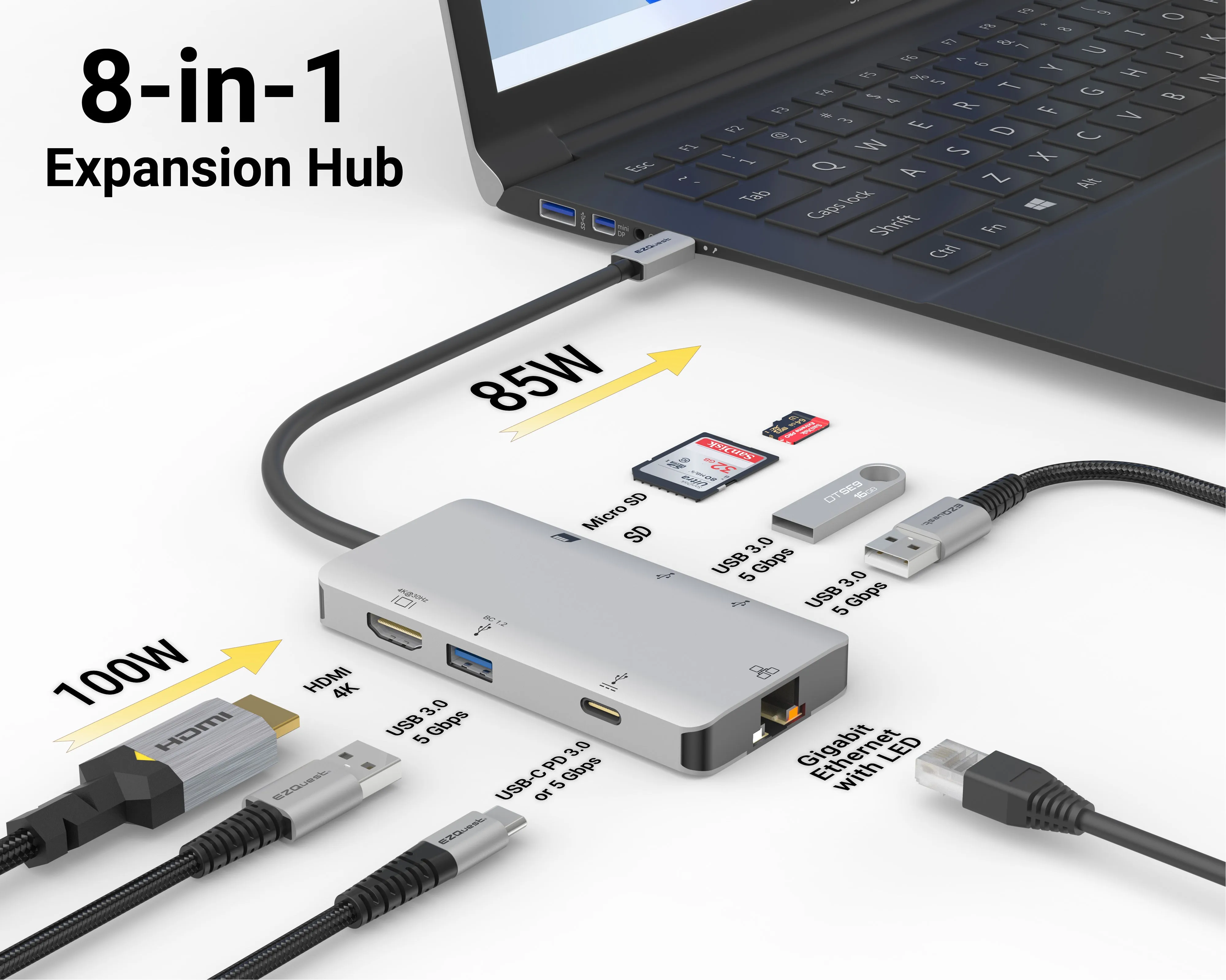 EZQuest MultiMedia Hub Adapter (8 Ports)