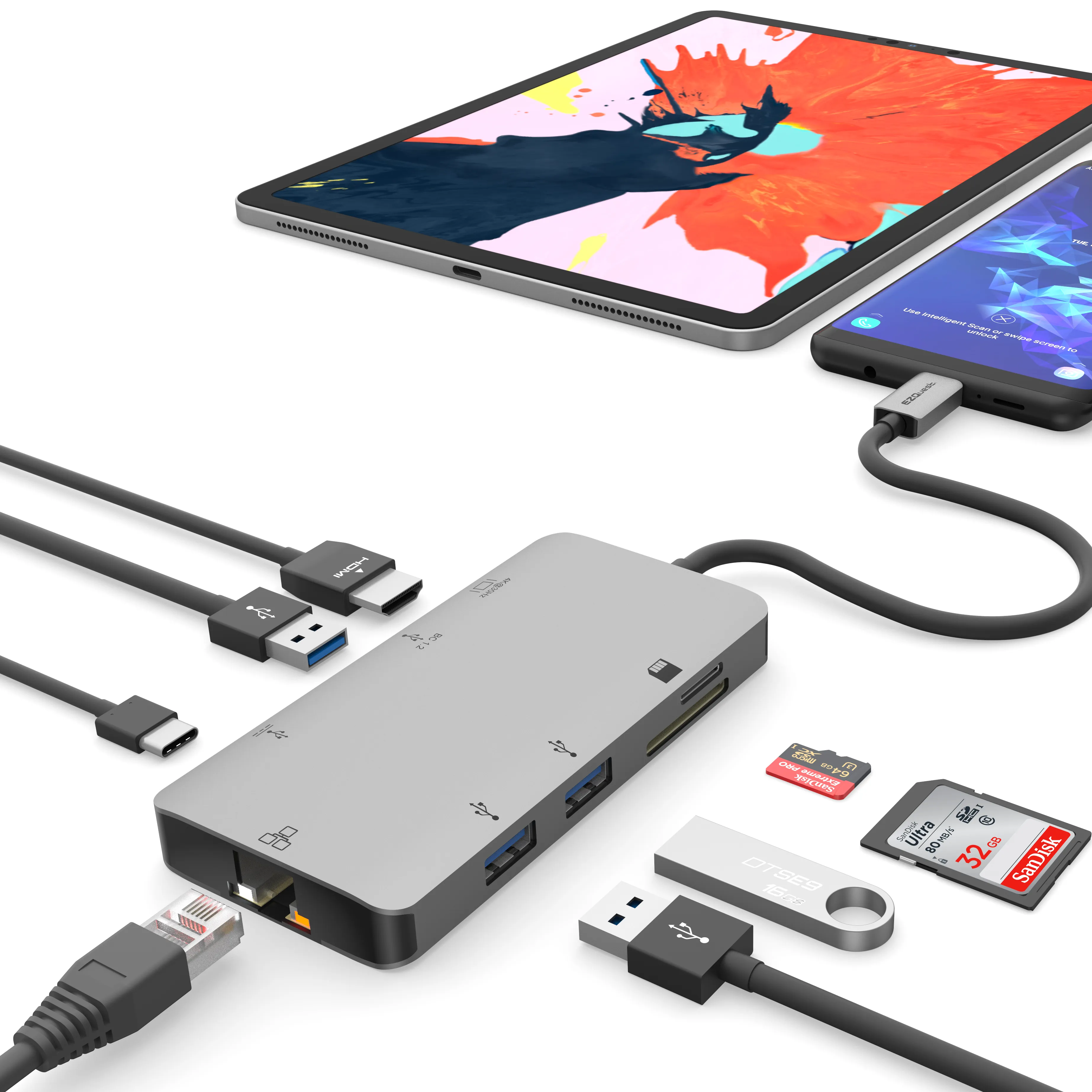 EZQuest MultiMedia Hub Adapter (8 Ports)