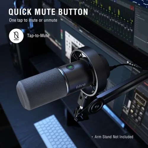 FIFINE Dynamic Microphone, XLR/USB Podcast Recording PC Microphone for Vocal Voice-Over Streaming, Studio Metal Mic with Mute, Headphone Jack, Monitoring Volume Control, Windscreen-Amplitank K688