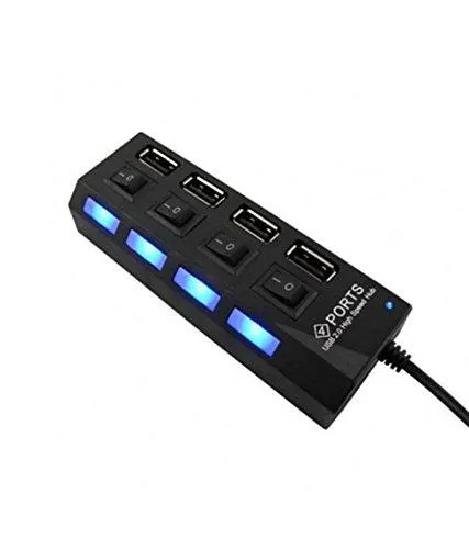 GKP Products ® 4 Port USB Hub with Switch and LED Indicator -Color may vary