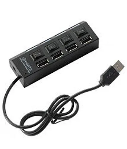 GKP Products ® 4 Port USB Hub with Switch and LED Indicator -Color may vary