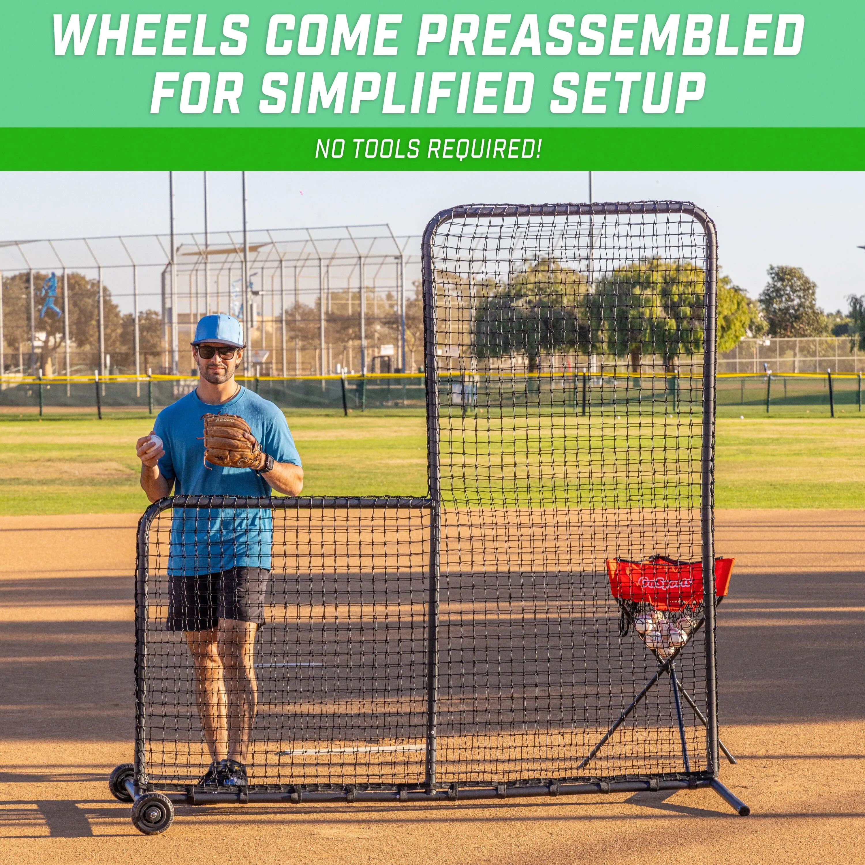 GoSports 7 ft x 7 ft PRO Baseball & Softball L Screen
