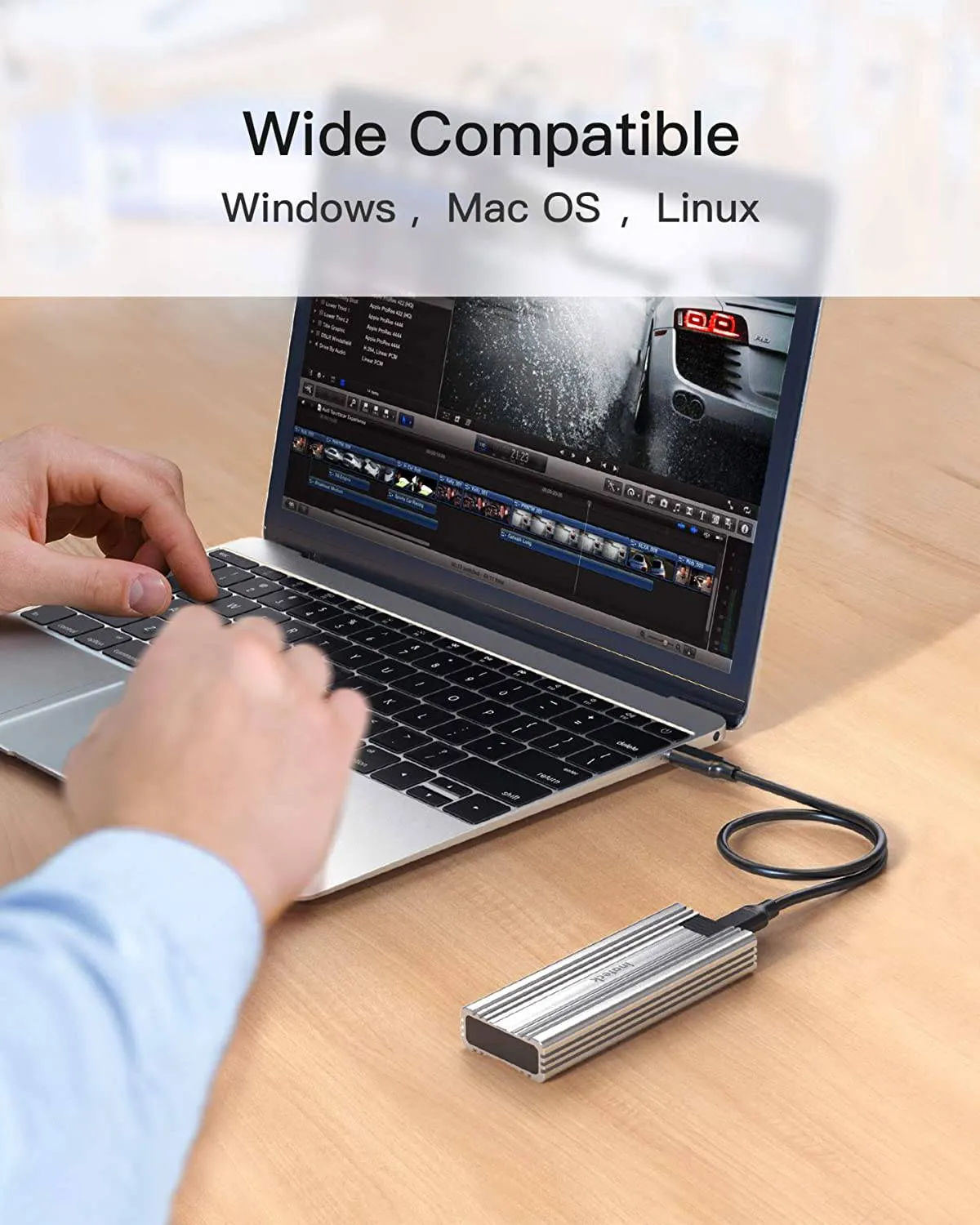 Hard Drive Enclosure for M.2 NVMe & SATA with USB 3.2 & 10Gbps Transmission, FE2025