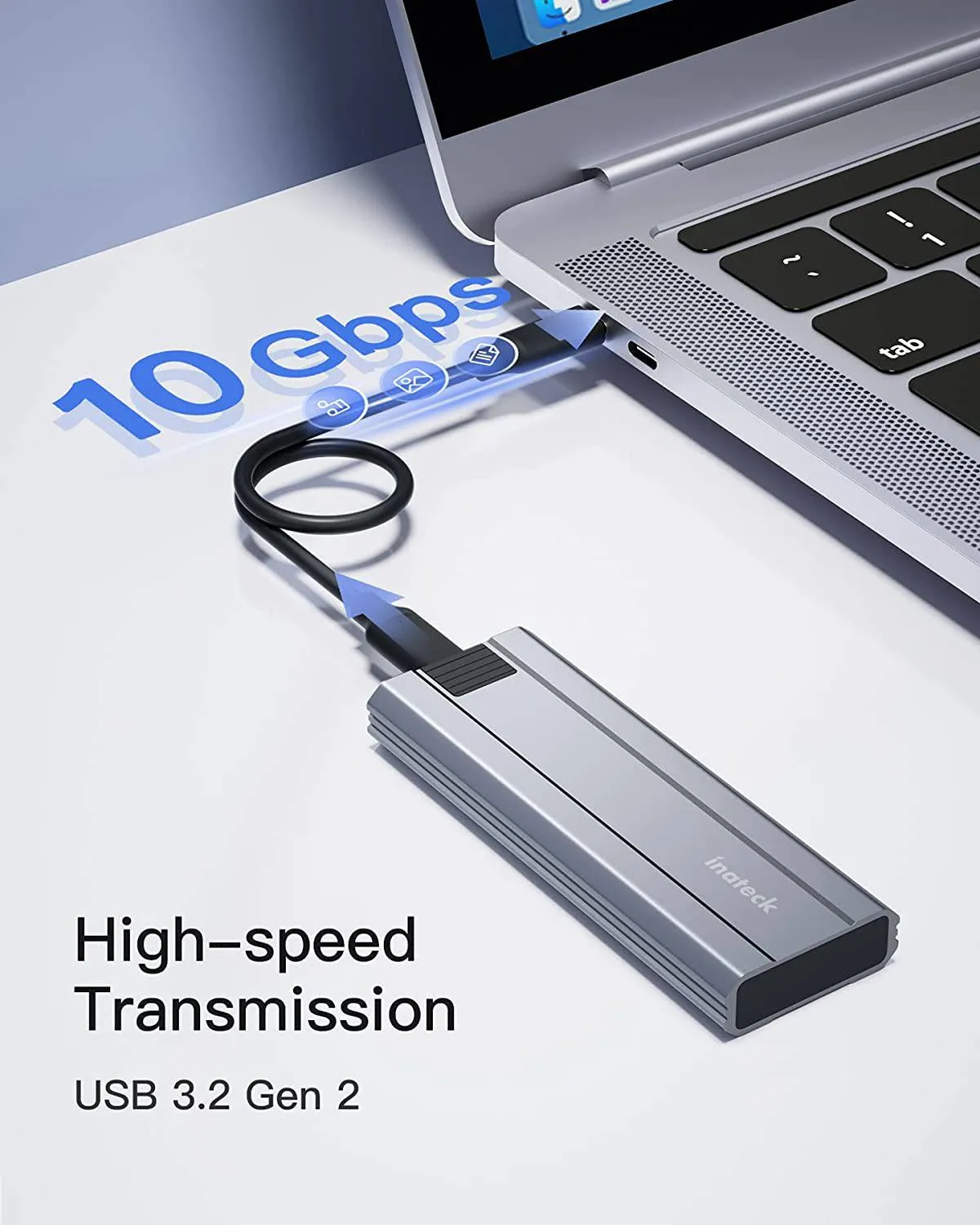 Hard Drive Enclosure for M.2 NVMe & SATA with USB 3.2 & 10Gbps Transmission, FE2026