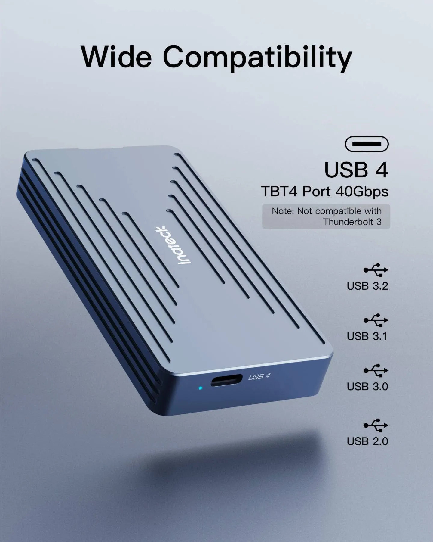Hard Drive Enclosure for M.2 NVMe with USB 4.0 & 40 Gbps Transmission, FE2028