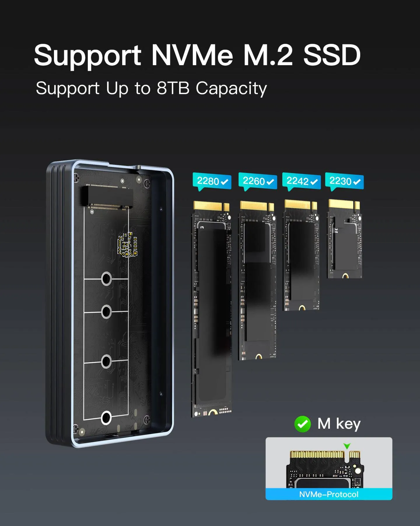 Hard Drive Enclosure for M.2 NVMe with USB 4.0 & 40 Gbps Transmission, FE2028