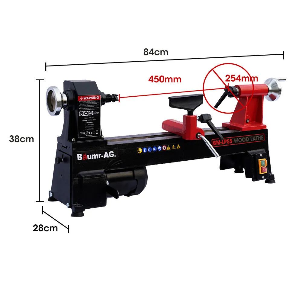 Heavy Duty Wood Lathe 450mm 400W 5-Speed Cast Iron Baumr-AG