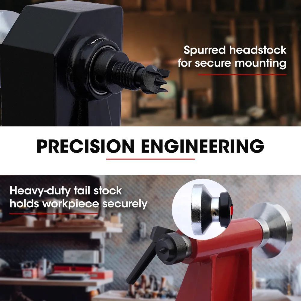 Heavy Duty Wood Lathe 450mm 400W 5-Speed Cast Iron Baumr-AG