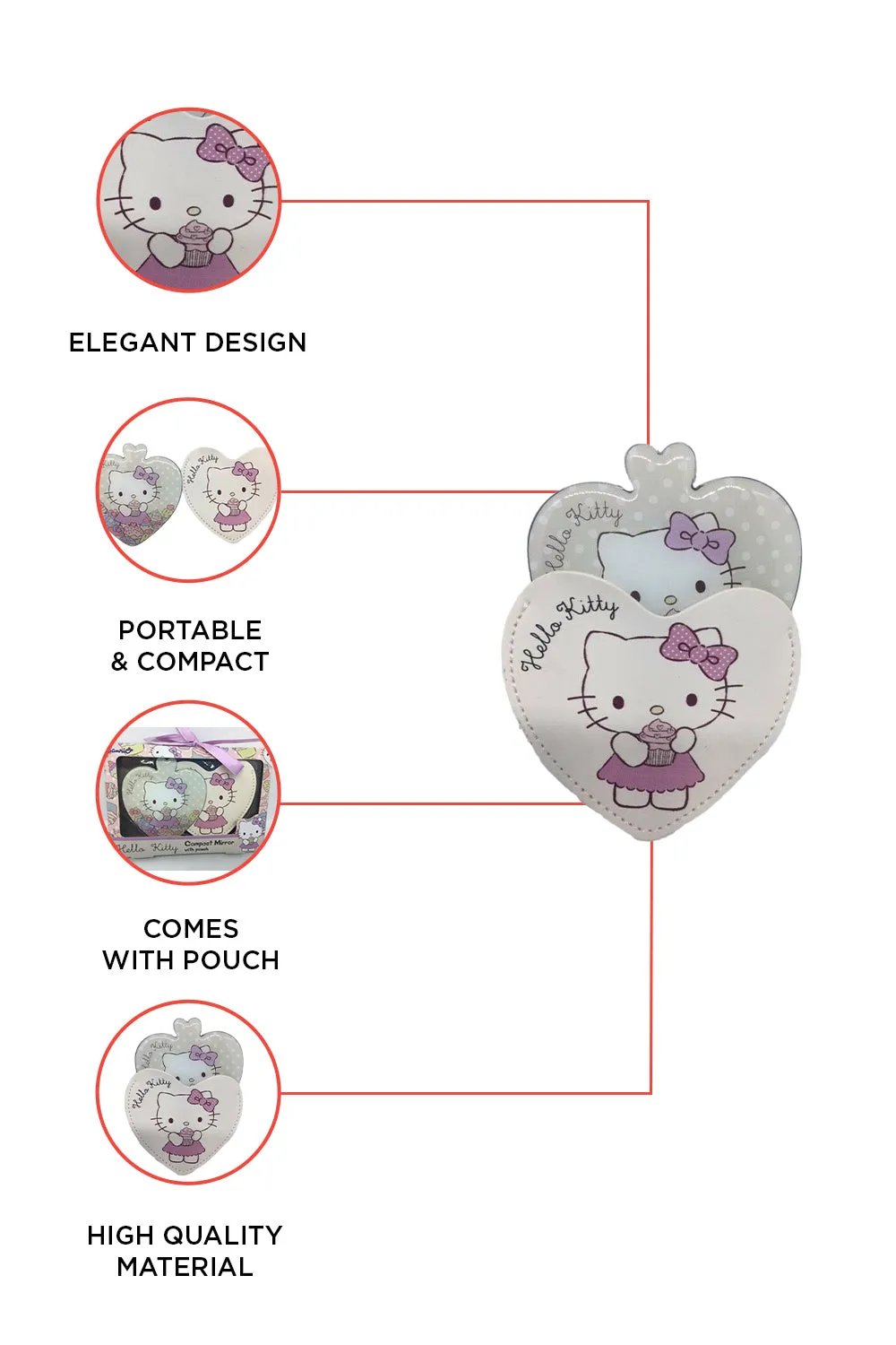 Hello Kitty Vintage Heart Shaped Compact Mirror