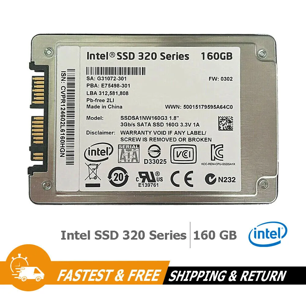 Intel 320 Series 1.8" Internal Solid State Drive 160GB SSD SATA, SSDSA1NW160G3