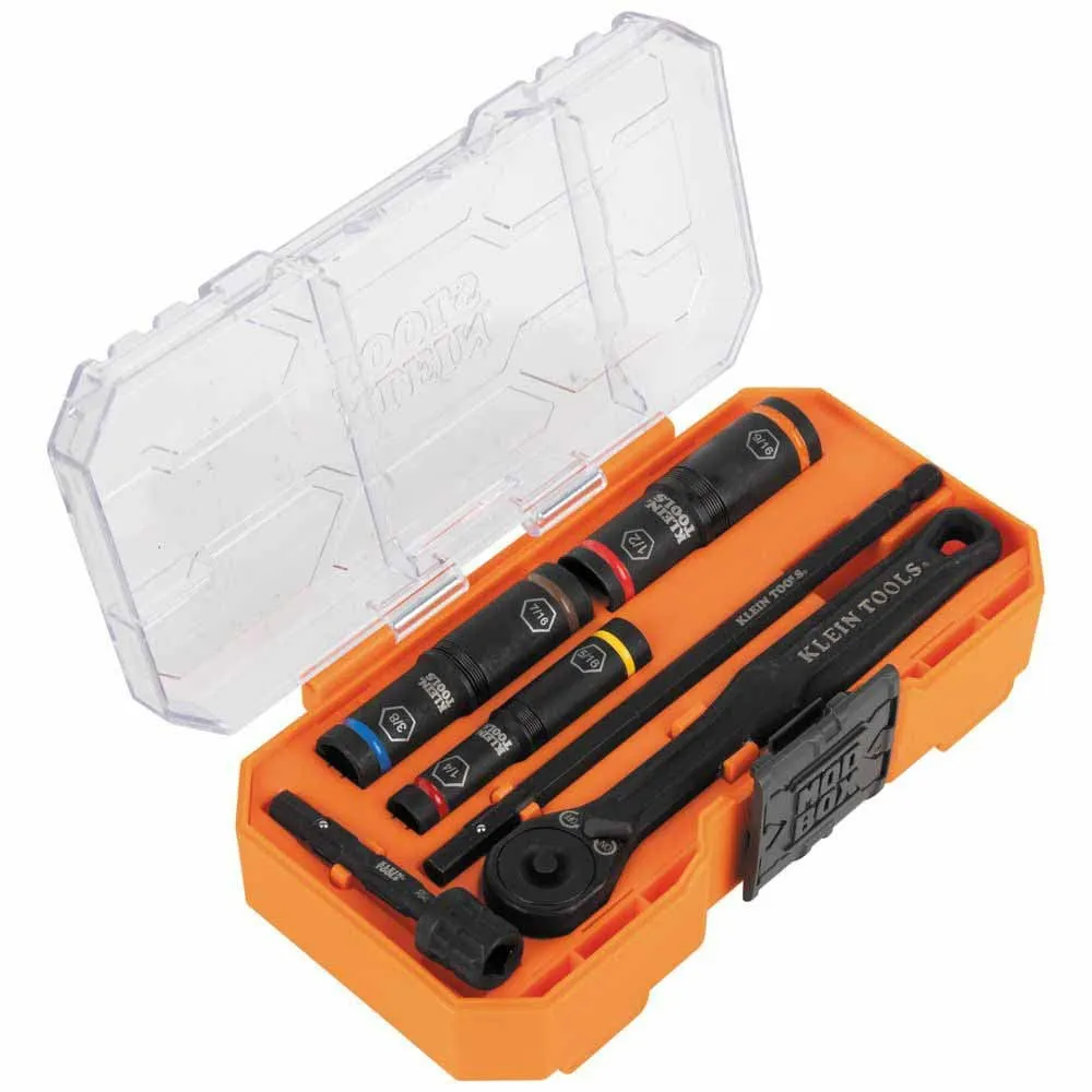 Klein Tools 65238 KNECT Essential Deep-Well Heavy-Duty Flip Socket Set, SAE 3-Piece